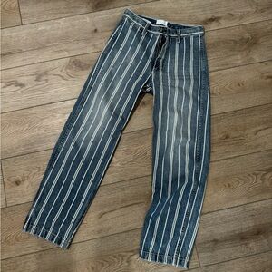 boyish wide leg striped jeans